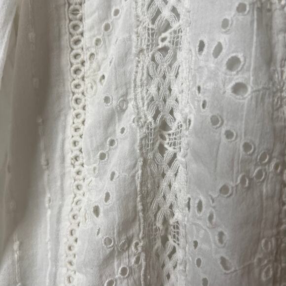 Sundance Top Womens Size Large White Marion Eyelet Button Down 100% Cotton - Picture 9 of 16